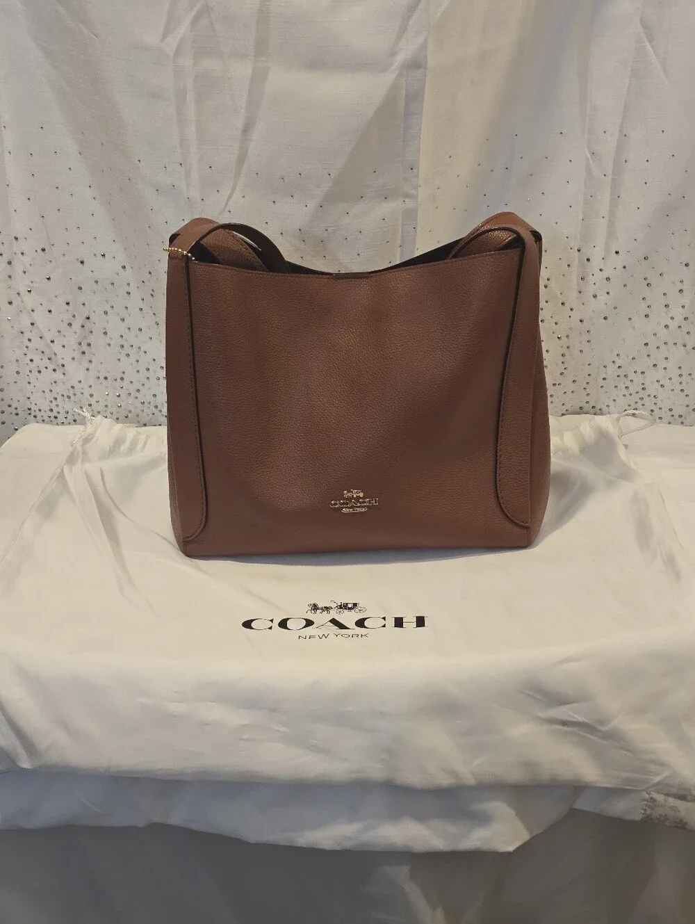 Coach Hadley Hobo Brown Pebbled Leather Shoulder Bag